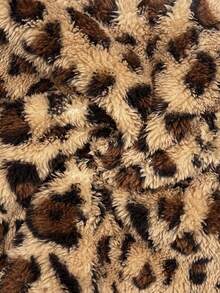 SHEIN Franclia 豹纹帽子、宽松露脐上衣和迷你裙两件套女装 - 棕色 - 查看 8