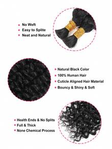 Boho Braids 2 chiếc tóc tết số lượng lớn không có sợi ngang nước xoăn móc tóc con người màu đen tự nhiên tóc nối tóc sóng nước nhỏ không thắt nút tóc nối tóc cho phụ nữ - SNatural - Xem 4