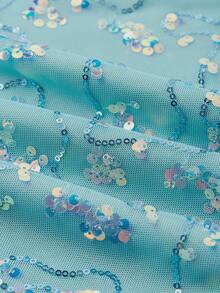 Ellevyn 女式亮片装饰腰部喇叭形 A 字优雅日常及派对半身裙，蓝色，秋冬 - 黑色 - 查看 12