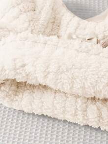 Cozy Pixies 2pcs Baby Girl Cartoon Bear Pattern Thermal Lined Crew Neck Long Sleeve Sweatshirt And Elastic Waist Pants Set, Comfortable, Versatile, Fashionable For Daily Wear, Suitable For Indoor, Outdoor, Sports, Party, Christmas, Autumn/Winter Baby Teddy Bear Outfit Baby Knitted Outfit Baby Set Autumn Winter Season Baby Romper Bear Warm Baby Clothes - Apricot - View 8