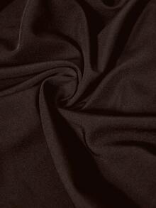 EMERY ROSE Plus Size Black Shirt With Elegant Metal Decor Button - Brown - View 5