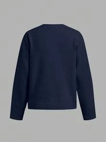 SHEIN BASICS BASICS 女士休闲纯色开衫，绣有小熊图案 - 适合秋冬季节 - 百搭时尚。 - 彩色 - 查看 2