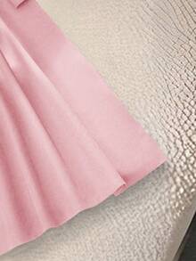 Franclia Women's Elegant Pleated Fitted Draped Lapel Single-Breasted High Waist Dress, Spring/Autumn - Pink - View 5