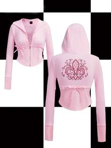 Y2Kool Maria Clara Maia Áo khoác hoodie nữ màu hồng pastel kiểu Y2K, chất liệu ren nơ, dáng suông, thích hợp cho các bữa tiệc, tụ họp và mặc hàng ngày vào mùa thu/đông. Áo khoác hồng nữ, áo kiểu Y2K màu hồng nhạt, áo hoodie hồng nhạt cho nữ, áo cardigan hồng có khóa kéo, áo hoodie hồng có khóa kéo kiểu Gyaru, áo cotton hồng. - Màu Hồng baby - Xem 7
