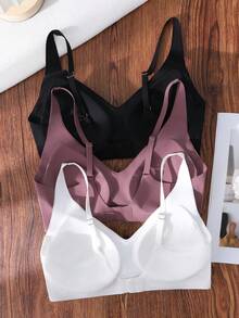 SHEIN Set de 3 sujetadores inalámbricos sin costuras de unicolor para mujeres