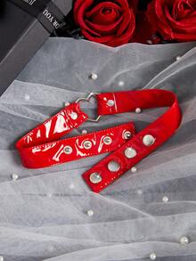 1pc Women's Heart Studded Adjustable Choker Necklace