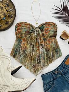 Soleia 女士波西米亚印花针织吊带背心，适合秋冬度假 - 彩色 - 查看 6