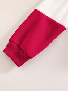 SHEIN 2pcs/Set Teen Girls Fashion Casual Sports Printed Baseball Jacket + Contrast Color Sweatpants Set, Zipper Jacket With Pockets, Suitable For Daily Sports, School, Commuting - Multicolor - View 4