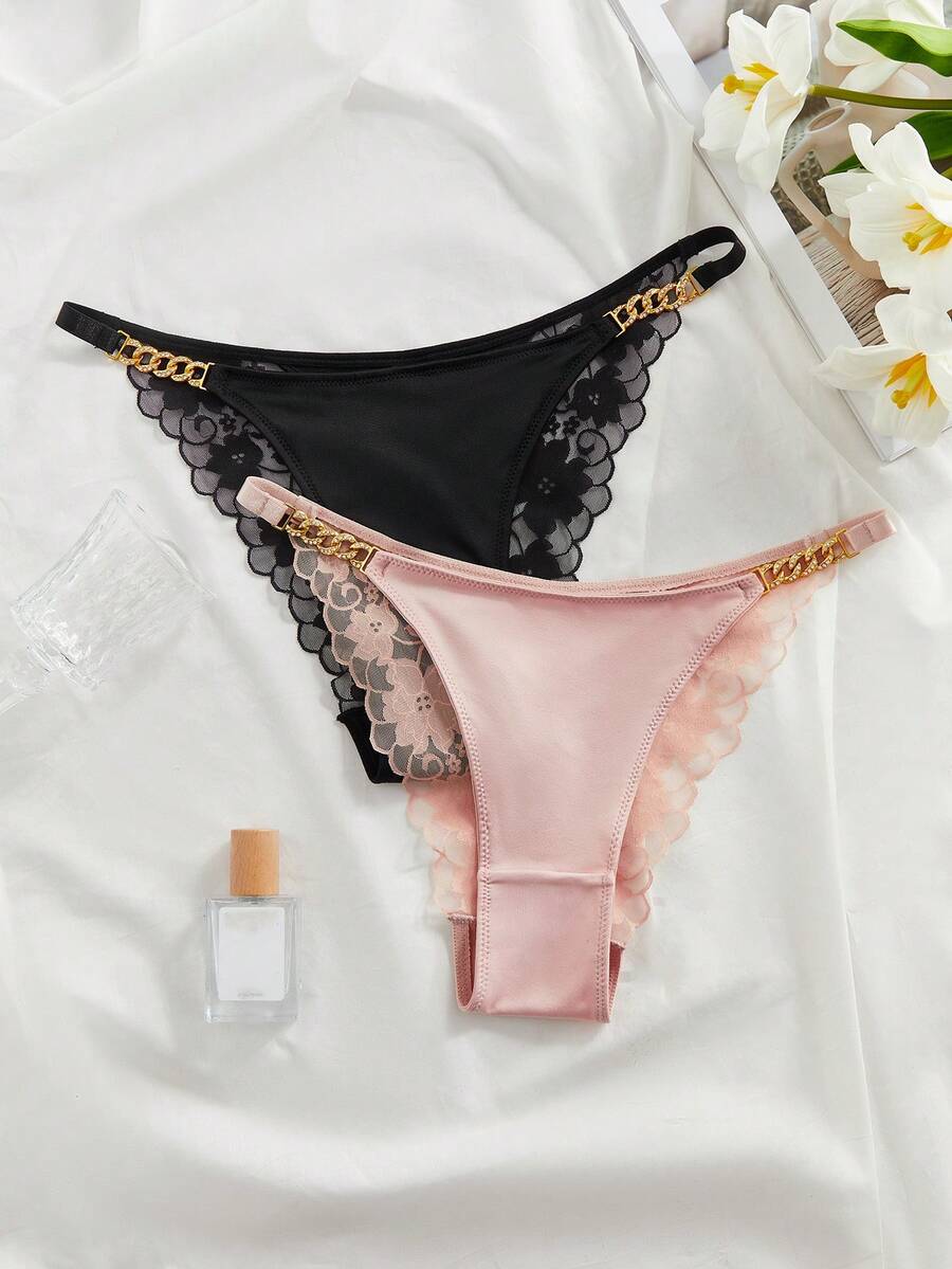 Snug Zone 2件套 女士花卉蕾丝腰链连体内裤