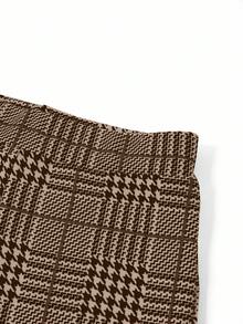 Ellevyn Elegant Women's Plaid Printed Elastic Knitted Pants, Versatile For Various Occasions Such As Summer Vacation, Elegant Travel, And Daily Commuting,Fall,Fall Clothes For Women,Women's Winter Clothes Business Casual Woman Pants - Brown - View 6