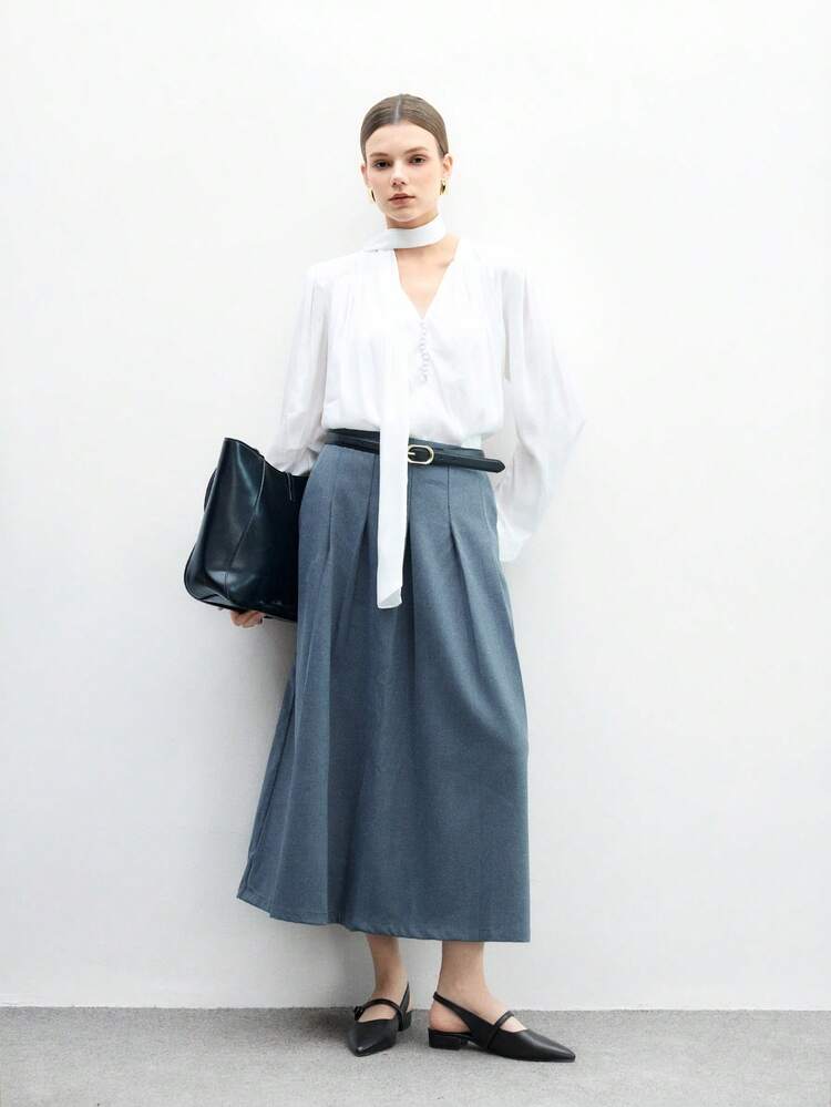 CUCCOO BIZCHIC Women's Buckle Decor High Heel Pumps, Minimalist & Elegant, Comfortable For Commuting, Office & Work, Versatile Flat Shoes Valentine's Day