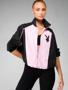 Missguided x Playboy 轻薄撞色立领防风夹克，适合春秋季叠穿 - 彩色 - 查看 1