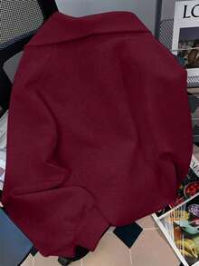 Airaco 休闲宽松高领拉链半拉链印花长袖卫衣，圣诞节 - 酒紅色 - 查看 2