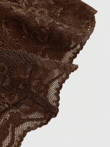 ROMWE Fairycore 女士时尚性感蕾丝吊带V领背心 - 棕色 - 查看 4