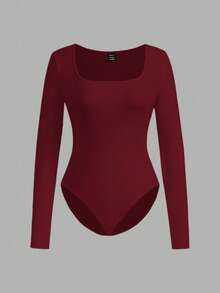 SHEIN EZwear 3 件套女士方领长袖紧身服装，适合秋冬季 - 彩色 - 查看 4