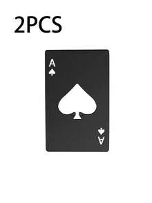 1/2pcs Poker Card Shaped Beer Opener Tool, Stainless Steel Ultra-Thin Pocket-Sized-Perfect For Home, Bars, Travel & Poker Party Gifts