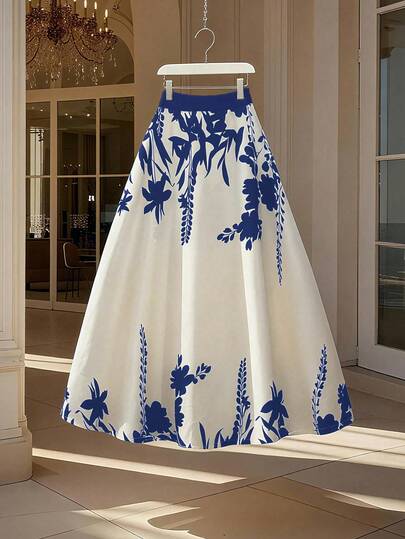 Regalyn Plus Size Women's Brushed Plaid Retro Elegant Skirt