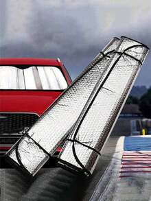 1件装夏季汽车舒适遮阳帘 - 前挡风玻璃紫外线防护、隔热和遮光，汽车配件，汽车必备品 - 彩色 - 查看 2