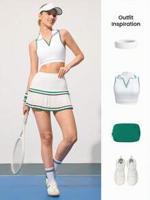 CourtClass 女士撞色滚边短款运动文胸 - 彩色 - 查看 4