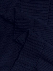 Franclia Casual Solid Color Cropped Sweater, Autumn - Royal Blue - View 6