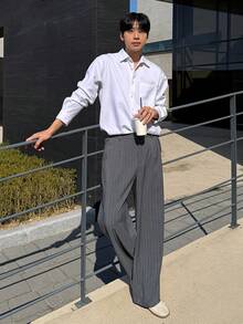 DAZY Men's Striped Dark Grey Suit Pants, Suitable For Commuting In Autumn - Dark Grey - View 6