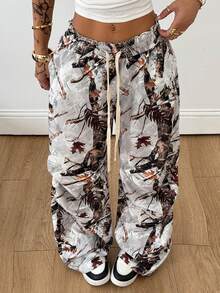 Coolane Women's Winter Clothes Streetwear Casual Basic Striped Tree Branch Pattern Graphics Wide Leg Sweatpants - Multicolor - View 3