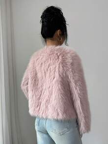 Rafferiza Fashionable Heavy-Duty New Black & White Short Fluffy Jacket, Elegant Design For Women, Autumn/Winter