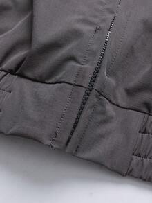 Zielony Women's Autumn/Winter Outdoor Ski Wear, Contrast Color Sports Casual Loose Windbreaker Jacket - Dark Grey - View 4