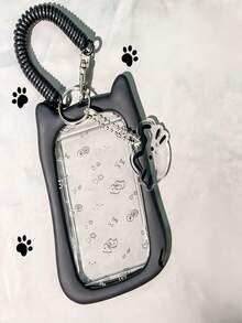 Thick Anti-Fall Cat Silicone Acrylic Photo Card Holder Keychain Student ID Card Campus Card Protective Cover Back To School Supplies - Color - 查看 3