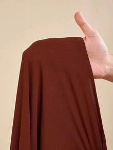 Zivah 2025 Autumn New Arrival Daily Commute Casual High-End Elegant Minimalist Streetwear Style Gigot Sleeve V-Neck Pocket Pleated Design H-Line Brown V-Neck Long Dress - Rust Brown - View 7