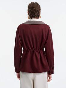 SHEIN LUNE Damen Lässig Minimalist Elastischer Bund A-Linie Taschen Langarm Regular Jacke, Herbst/Winter - Verschiedenfarbig - Übersicht 3