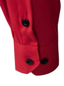 Manfinity Mode Áo sơ mi nam dài tay cài cúc phía trước, họa tiết hoa, phối màu, kiểu dáng thường ngày/công sở, màu đỏ, áo sơ mi nam công sở, áo sơ mi nam màu đỏ. - Đỏ - Xem 4