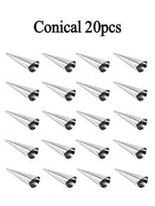 牛角面包锥模具 - 可重复使用的不锈钢管，适用于自制空心糕点，专业DIY烘焙工具 - 銀色 - 查看 14