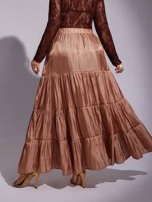 Viva Relle Plus Size Glitter Ruched Ruffled Hem Asymmetrical Hem Dresswinter Christmas Summer Party Elegant New Year - Orange - View 2