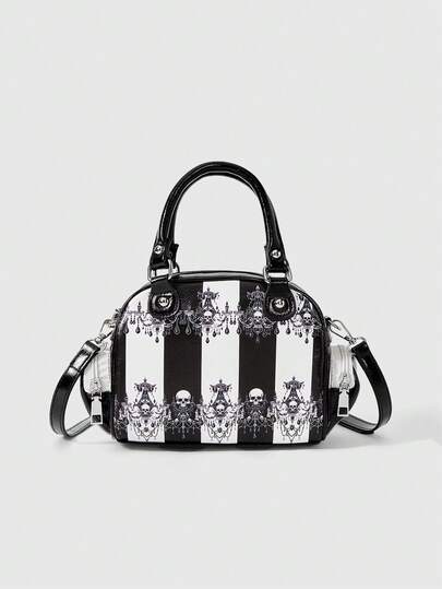 Goth Bolso de mano con asa superior de moda con gráfico de dibujos animados para mujer