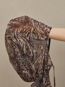 HautHeat Women's Fashionable Sexy Animal Print Backless Halter Neck Bodysuit - Coffee Brown - View 6