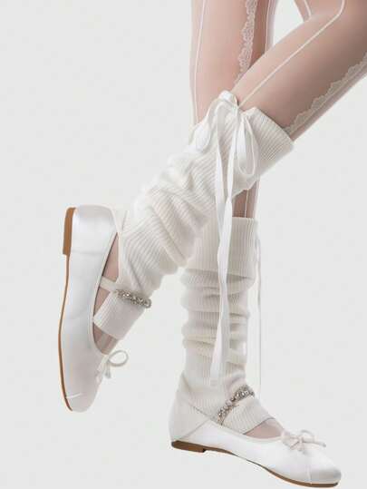 Kawaii 1 Coppia di scaldamuscoli con lacci stile Y2K, dolci e innocenti, con fiocchi, alla moda e minimalisti, adatti per uso quotidiano, scuola, festival musicali, appuntamenti, shopping e altre occasioni