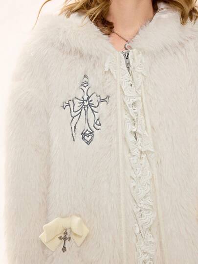 Kawaii Women's Cute & Sweet Cat Ear Bow Fuzzy Cardigan Sweater