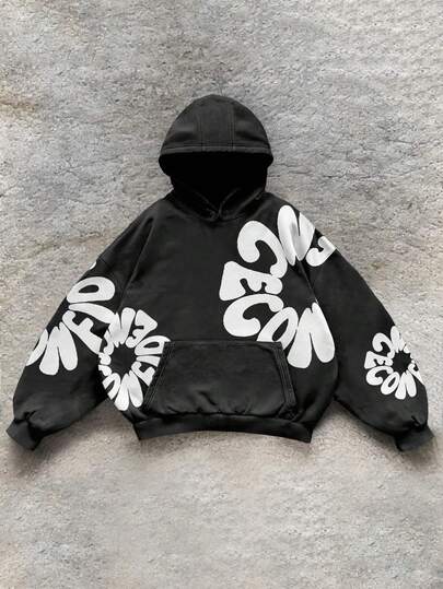 秋季男士字母印花复古时尚圆领长袖休闲运动衫