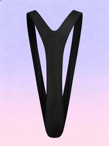 FeverCity Men's Solid Color Sexy Sleeveless Deep V-Neck Backless Jumpsuit - Black - View 2