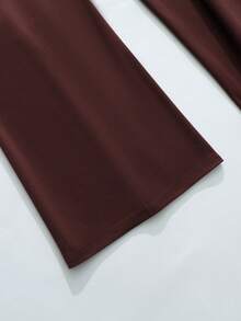 Franclia 新款喇叭休闲复古显瘦红色女裤 - 咖啡棕 - 查看 7