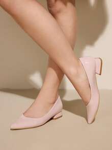 CUCCOO CURVES 女士时尚百搭优雅优质宽楦高跟鞋 - 粉色 - 查看 5