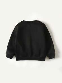 Maija Kids 少女休闲圆领运动衫，饰有亮片蝴蝶贴花 - 黑色 - 查看 2