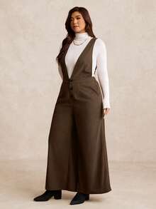 EMERY ROSE 大码灯芯绒工装裤 - 咖啡棕 - 查看 5