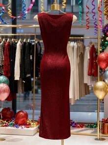 Franclia Women's Sleeveless Elegant Party Dress, Long Evening Gown For Autumn/Winter