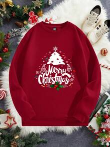 Manfinity Homme Burgundy Oversized Loose Fit Thick Pullover Sweatshirt For Men, Long Sleeve Top - Burgundy - View 2