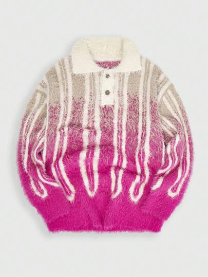 Street Life Maglione da uomo a mezza chiusura lampo con motivo jacquard sfumato