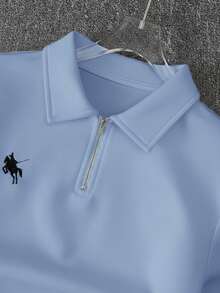 Resyla 2pcs Women Elastic Waist Drawstring Pants And Short Sleeve Top Set - Blue - View 4