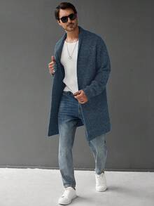 Manfinity Homme 男士休闲百搭中长款开衫，秋冬季 - 彩色 - 查看 5