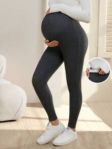 SHEIN Leggings de maternidad minimalistas de unicolor para uso diario